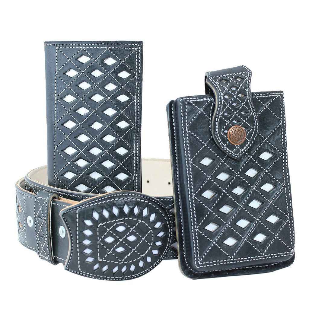 Cinto Charro Navajeado Negro - RR Western Wear, Cinto Charro Navajeado Negro