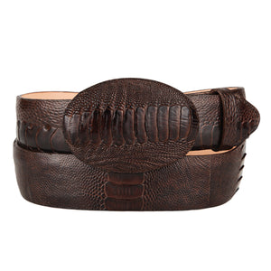 Brown Ostrich Leg Cowboy Belt