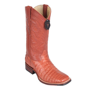 Los Altos Caiman Belly Wide Cognac Square Toe Boots