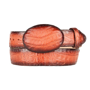 Faded Cognac Caiman Belly Cowboy Belt