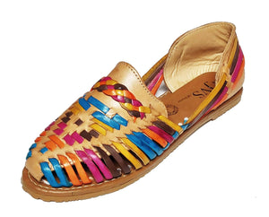 Womens Leather Sandals Huarache Color Tan Multi Color