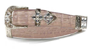 RRango Unisex Silver Tone 4 White Stones Design Caiman Hornback Custom Belt