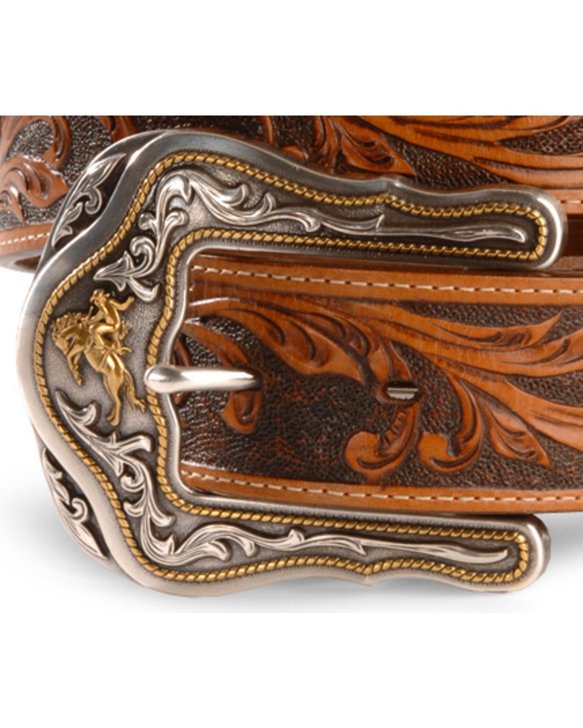 Unisex Tony Lama Western Rider Tooled Leather Belt