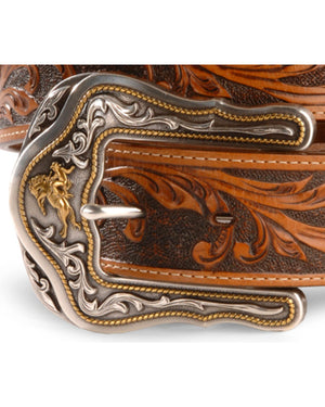 Unisex Tony Lama Western Rider Tooled Leather Belt