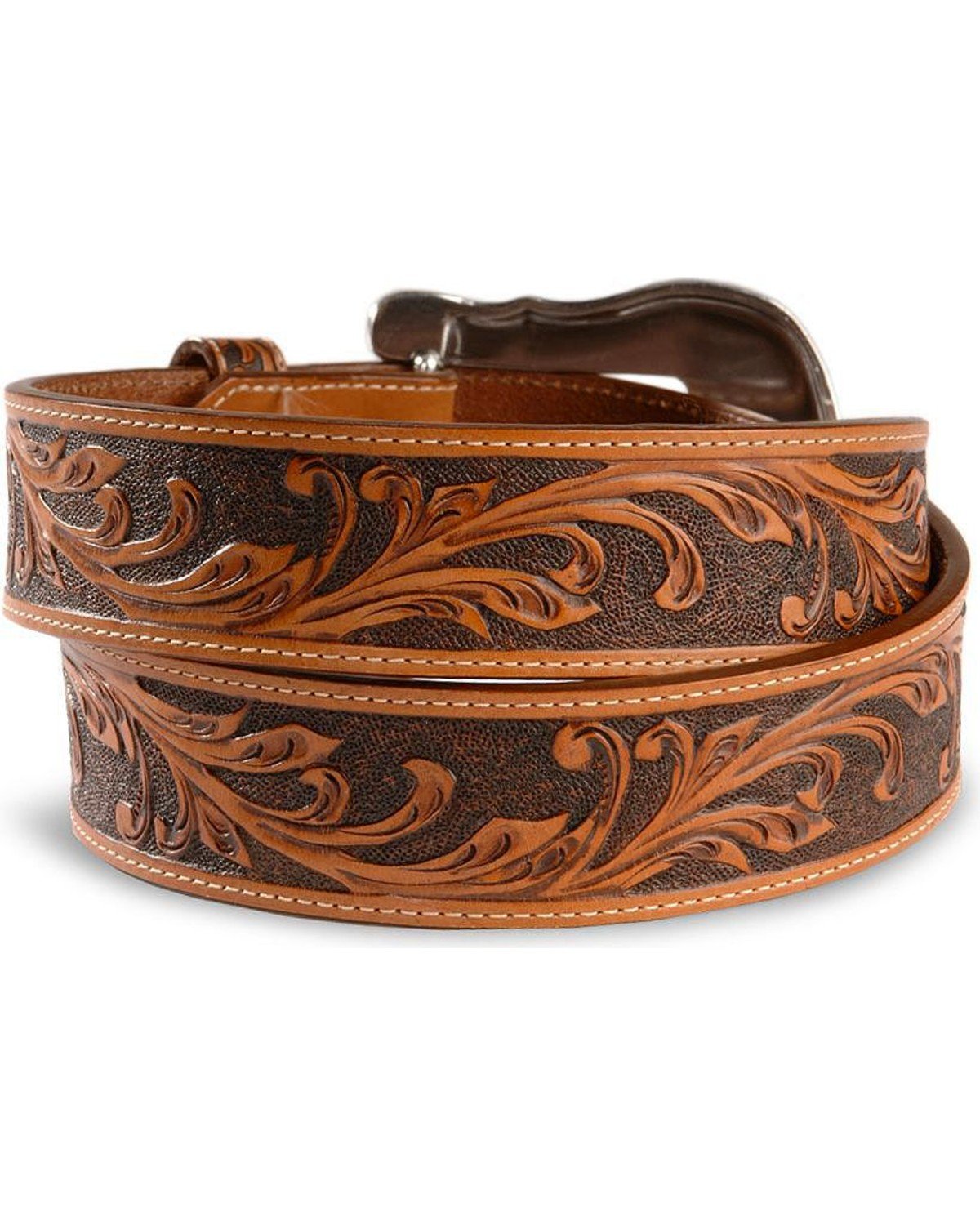 Unisex Tony Lama Western Rider Tooled Leather Belt