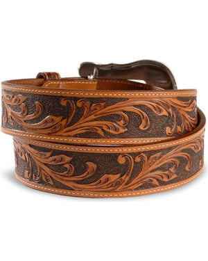 Unisex Tony Lama Western Rider Tooled Leather Belt