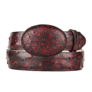 Men's Black Cherry Ostrich Cowboy Belt