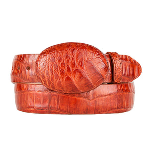 Cognac Caiman Belly Cowboy Belt - RR Western Wear, Cognac Caiman Belly Cowboy Belt